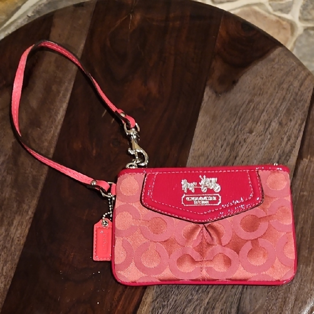 Coach Red and Pink Signature Wristlet